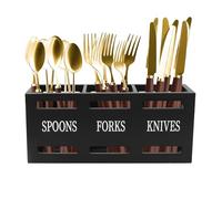 Les-Theresa Portaposate 3 Scomparti in Legno con Foro di Scarico Inferiore, Organizer per Utensili per Posate, Forchetta, Cucchiaio