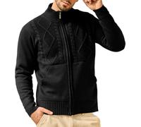 Les umes Cardigan Pullover Uomo Zip Intera Foderato Iana Caldo Cappotto Pullover Tasche Nero XXL