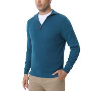 Les umes Pullover Mezza Zip Uomo Pullover Collo Alto Manica Lunga Caldo Pullover Maglia Blu M