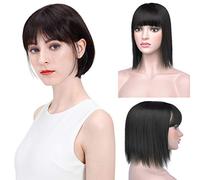 LesafeV Frangia di ricambio per capelli lisci e senza cuciture, 25,4 cm, testa completa, clip in marrone scuro