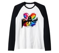 Lesbian Girls Kissing on Tree Branch Rainbow Silhouette Maglia con Maniche Raglan