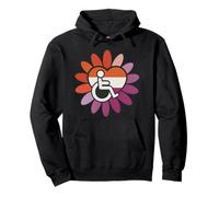 Lesbian Les Pride Disabled Wheelchair Heart Flower Petals Felpa con Cappuccio