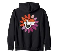 Lesbian Les Pride Disabled Wheelchair Heart Flower Petals Felpa con Cappuccio