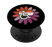 Lesbian Les Pride Disabled Wheelchair Heart Flower Petals PopSockets PopGrip Adesivo