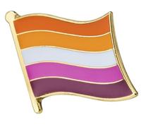 Lesbian Sunset Pride Sexuality LGBTQ Flag Metal Enamel Pin Badge Lapel, Metallo