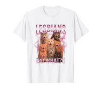 Lesbiche Mangiano Che Divertente Gatto Orgoglio Gay LGBTQ Giochi di Parole Uomini Donne Maglietta