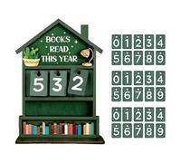 Lese-Tracker - Bücherzähler | Rustic Wooden Manual Read Tracker Home Display | Handgefertigtes Holzschild für Lese-Herausforderung, Deko für Bücherregal Schreibtischanzeige, Vintage Design,