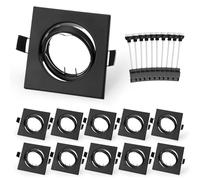 Leselux Faretti Led da Incasso Per Cartongesso Quadrati, Cornice Faretto da Incasso Nero incl.Portalampada GU10, Orientabili a 60°, Per Lampade LED o alogene, Foro di montaggio Ø68-80mm, Set da 10