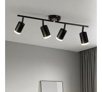 Leselux Faretti LED Soffitto Orientabili 4 Luci, Lampadario Faretti LED Soffitto Nero, Moderna Faretto LED Interno GU10, Lampada Plafoniera Binario Faretti per Cucina Corridoio, Senza Lampadine