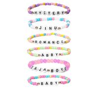 Leseogye 6 bracciali ispirati da donna, unici braccialetti dell'amicizia, elastici con lettere simbolo importanti, ideali come regalo di compleanno per le amiche