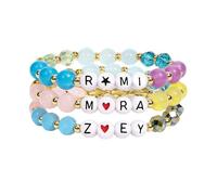 Leseogye Set di 3 bracciali da donna, braccialetti dell'amicizia, braccialetti di perle, elastici per amiche, compleanni, tutti i giorni, addio al celibato