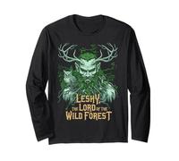 Leshy Slavic Forest Spirit Corna Selvaggio Natura Mito Maglia a Manica