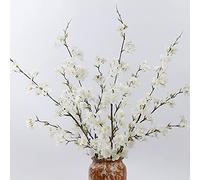 LESING 4 fiori di ciliegio artificiali, rami di ciliegio in finta seta, alti fiori di pesco, decorazione per matrimoni, casa, ufficio, feste (bianco-1)