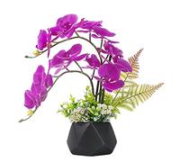 LESING Fiori artificiali di Ochid finte orchidee con vaso di fiori artificiali in vaso per la decorazione della casa (stile 1, vaso nero)