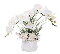 LESING Fiori artificiali di Ochid finte orchidee con vaso di fiori artificiali per la decorazione della casa (stile 2, vaso bianco)
