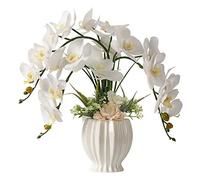 LESING Fiori artificiali, orchidee, orchidee finte in vaso, con vaso, orchidee finte, per decorazione domestica e interna (stile 3, vaso bianco)