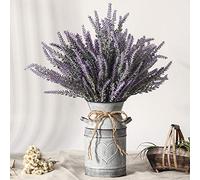 LESING, Fiori di lavanda artificiali con vaso decorativo in metallo, stile rustico, fiori vintage per l’arredamento della casa in stile fattoria (cuore, viola)