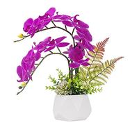 LESING - Orchidea artificiale con fiori di occhidea finti fiori artificiali orchidea Phalaenopsis in vaso per decorazione della casa Stile 1, vaso bianco.