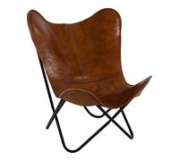 Lesli Living - Sedia pieghevole a farfalla, in pelle, 75 x 75 x 87 cm, colore: Marrone