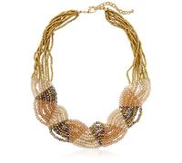 Leslie Danzis Placcato Oro Multi Filo Iridescente Perline Collare Bavaglino Nwt