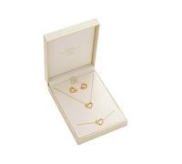 Leslii Set di gioielli con motivo a cuore, orecchini, bracciale e collana, confezionato in scatola in acciaio inox, impermeabile, normale, Acciaio inossidabile, Nessuna pietra preziosa