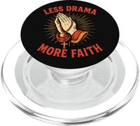 Less Drama More Faith Christian Praying Hands Citazione Rosario PopSockets PopGrip per MagSafe