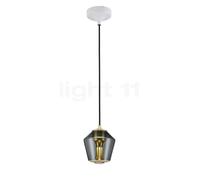 less 'n' more Ethics E-WGPL Lampada a sospensione LED, rosone bianco/paralume fumé - fase di dimmer