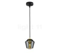 less 'n' more Ethics E-WGPL Lampada a sospensione LED, rosone nero/paralume fumé - casambi