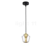 less 'n' more Ethics E-WGPL Lampada a sospensione LED, rosone nero/paralume traslucido chiaro - casambi
