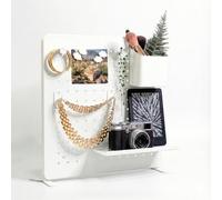 L'essentiel Home and Office - Pannello forato in metallo autoportante con accessori e supporto (bianco, 37 x 37 cm)