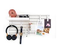 L'essentiel Organizzatore a Parete per Casa e Ufficio Pegboard 56 * 56 cm Nero Set Completo (4 Piastrelle da 28 * 28 cm) e Accessori (Nero) (Bianco, Set da 2 Pannelli)