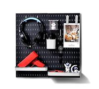 L'essentiel Set 4 Pannelli Forati da Parete 56 x 56 cm con Accessori, Nero/Bianco