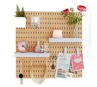 L'essentiel Set Organizer da Parete con 4 Pannelli Forati 56 x 56 cm e Accessori, Marrone/Bianco