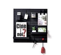 L'essentiel Home and Office - Organizer da parete con pannello forato, 56 x 56 cm, set completo (4 piastrelle da 28 x 28 cm) e accessori, bianco o nero (nero, set di 4 pannelli)