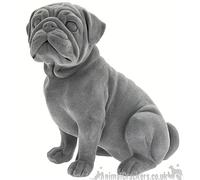Lesser & Pavey Cagnolino Pug In Velluto Grigio Figurina Decorazione