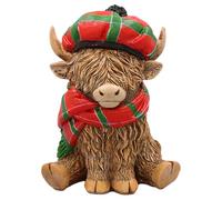 Lesser & Pavey Happy Highland, sciarpa di mucca delle Highland, statuette scozzesi per decorazione domestica, ornamenti ideali come regalo di amicizia per donne e uomini, grazioso centrotavola e