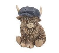 Lesser & Pavey Happy Highland, statuette con cappuccio piatto a forma di mucca delle Highland per la decorazione della casa, ornamenti ideali come regalo dell'amicizia per donne e uomini, grazioso