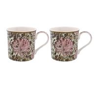 Lesser & Pavey Set di 2 tazze da caffè dal design britannico, tazze da caffè in ceramica per casa o lavoro, grandi tazze per bevande calde, tazze da tè e caffè (Honeysuckle Mugs S2)