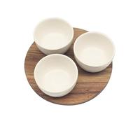 Lesser & Pavey - Set di 3 piatti per snack e vassoio da portata in legno, per molteplici usi in tutta la casa, progettati da Elements, vassoi per snack e cibo