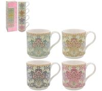 Lesser & Pavey William Morris - Set di 4 tazze impilabili in ceramica per la casa o il lavoro, set di tazze dal design premium per tutte le occasioni, belle tazze per tè, caffè e bevande calde