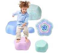 LESSETI 5 pietre miliari a forma di fiore per bambini, giocattoli colorati impilabili per equilibrio, gioco di coordinamento della corsa ad ostacoli, giocattolo per bambini da 1 a 3 anni, gioco