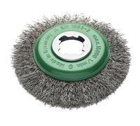 Lessmann Anti Scintillante Arricciato Acciaio Inox Conica Spazzola 115mm x-Lock