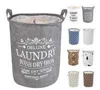 LessMo 17,7" con Coulisse Portabiancheria Bagagli Sorter, Pieghevole Pop-Up Lavanderia Cesti, Impermeabile Rotonda Cotone Lino