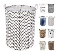 LessMo 17,7" con Coulisse Portabiancheria Bagagli Sorter, Pieghevole Pop-Up Lavanderia Cesti, Impermeabile Rotonda Cotone Lino