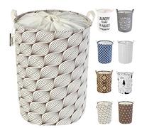 LessMo 17,7" con Coulisse Portabiancheria Bagagli Sorter, Pieghevole Pop-Up Lavanderia Cesti, Impermeabile Rotonda Cotone Lino