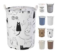 LessMo 17,7" con Coulisse Portabiancheria Bagagli Sorter, Pieghevole Pop-Up Lavanderia Cesti, Impermeabile Rotonda Cotone Lino