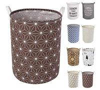 LessMo 19.7" Cestello portaoggetti per Cesto della Biancheria, cesti per Biancheria Pop-up Pieghevoli, Lino Cotone Impermeabile Rotondo