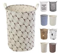 LessMo 19.7"Cestello portaoggetti per Cesto della Biancheria, cesti per Biancheria Pop-up Pieghevoli, Lino Cotone Impermeabile Rotondo