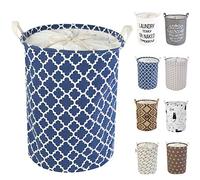 LessMo 19,7" con Coulisse Portabiancheria Bagagli Sorter, Pieghevole Pop-Up Lavanderia Cesti, Impermeabile Rotonda Cotone Lino