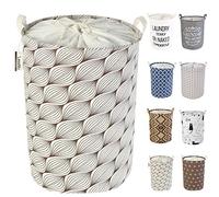 LessMo 19,7" con Coulisse Portabiancheria Bagagli Sorter, Pieghevole Pop-Up Lavanderia Cesti, Impermeabile Rotonda Cotone Lino